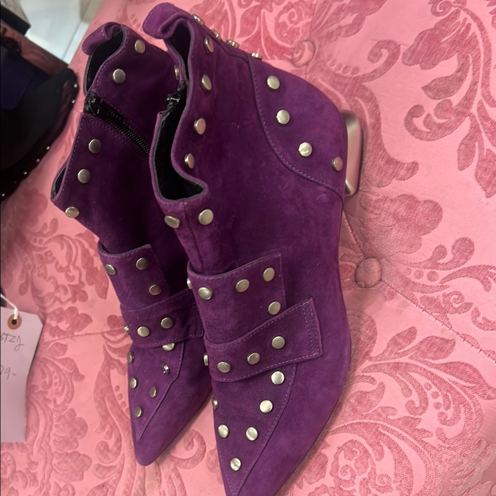Purple Studded Ankle Boots mivida size 40
